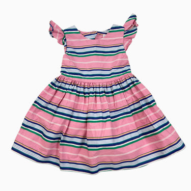 Robe rose en coton à rayures 18M