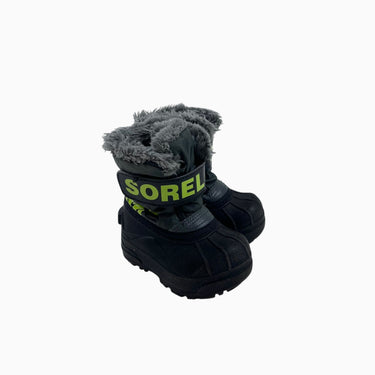 Bottes d'hiver grises et noires doublées en peluche à velcro 5US