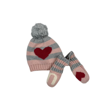 Tuque et mitaines en tricot de coton, rayonne et nylon doublées en polar 0-6M