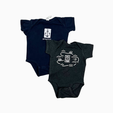 Duo de cache-couche marine et gris 'Gaspésie' 6M