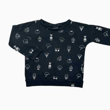 Pull noir 'nourriture' 1-2Y