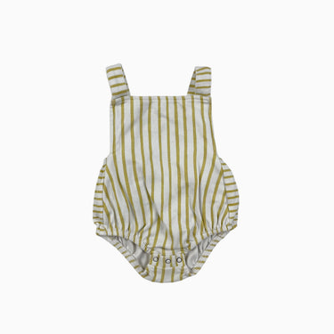 Barboteuse à rayures jaunes en coton bio 0-3M
