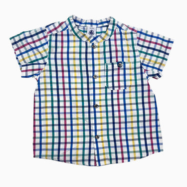 Chemise à col mao carreauté 18M