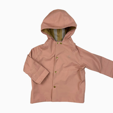 Manteau de pluie rose en poly recyclé 1-2Y