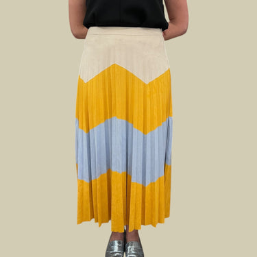 Jupe maxie ocre et bleue pour femmes 38EU