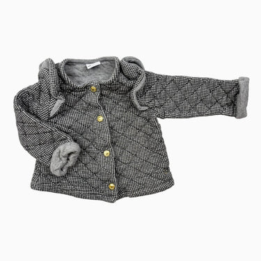 Cardigan pied de poule gris en coton matelassé 6M