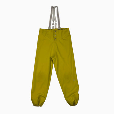Pantalon à bretelles de pluie ocre-chartreuse 6-8Y