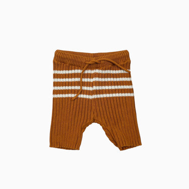 Legging short orange à rayures blanches en tricot 6-12M
