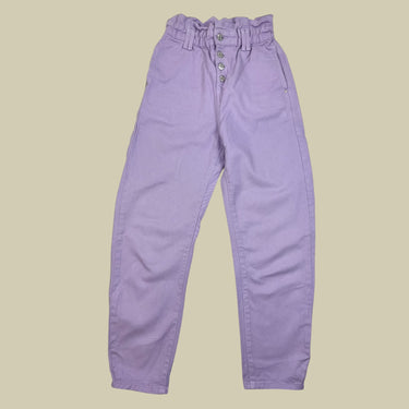 Jeans 'paperbag' à taille élastique en denim lilas pour femmes 0US