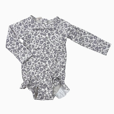Maillot blanc fleuri gris-lilas 6-12M