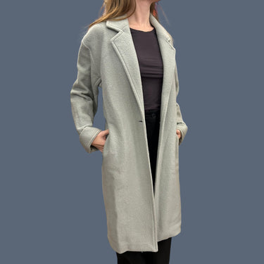 Manteau gris-vert en laine de mérinos pour femmes XXS