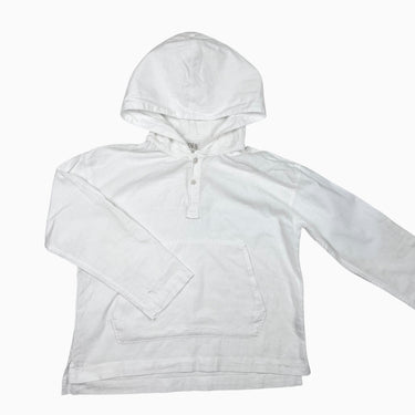 Chandail à capuchon blanc en lin et coton 7Y