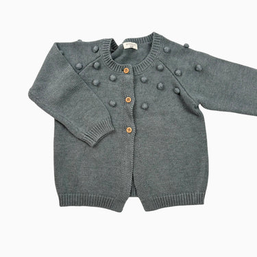 Cardigan bleu-vert 'popcorn' en tricot 90CM 2Y