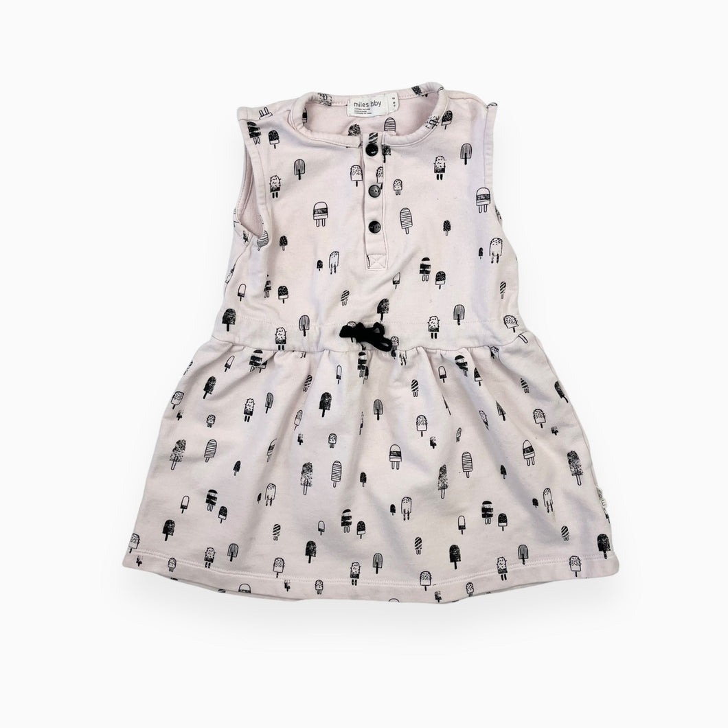 Robe rose pâle en coton extensible à motif popsicle 18M