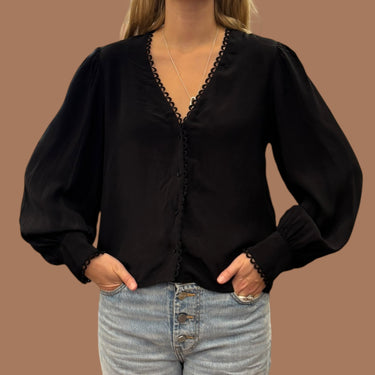 Chemise noire en viscose pour femmes M