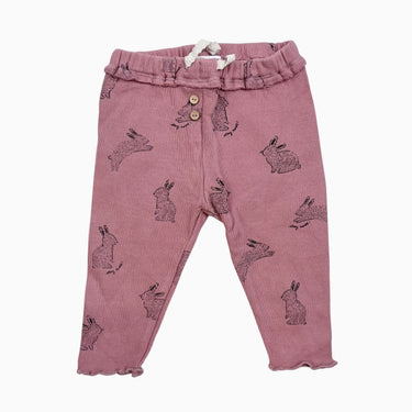 Legging rose blush en coton à imprimé lapins 3-6M