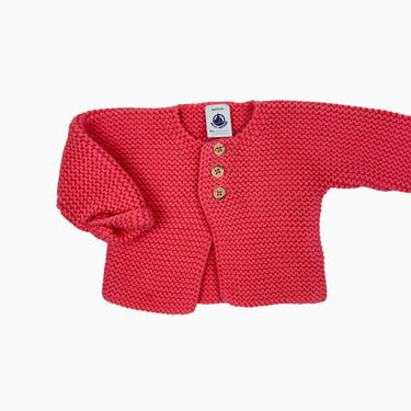 Cardigan fushia en tricot de laine et coton 1M