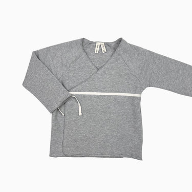 Pull kimono gris en coton bio 9-12M