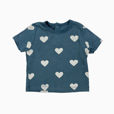 T-shirt vert seafoam en coton à coeurs 6M