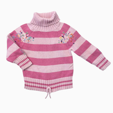 Pull à col roulé en tricot de coton avec broderie florale 3Y (fit 2Y)