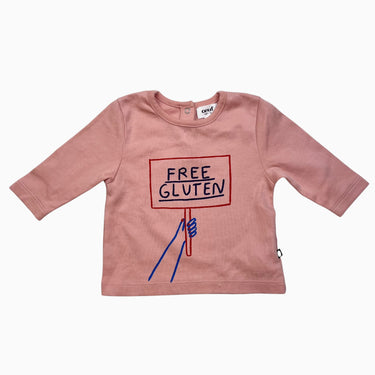 Chandail rose 'Free gluten' en coton pima bio 3-6M