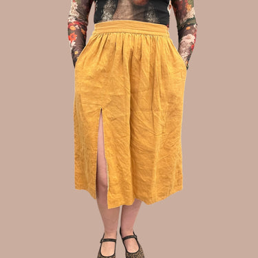 Jupe ocre en lin pour femmes S