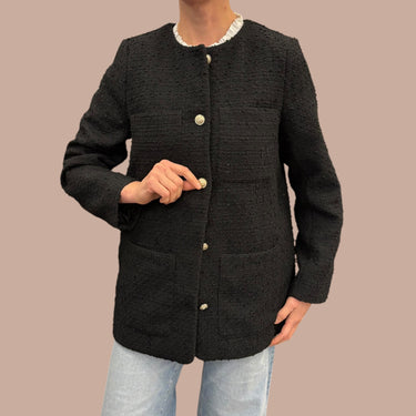 Veste blazer bouclée noir en poly pour femmes M