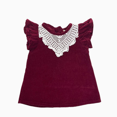 Robe en velours rouge rubis 12-24M