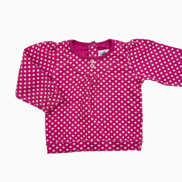 Chandail fushia 'pois vanille' en coton 12M