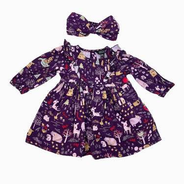 Robe prune avec bandeau 'rennes' 9-12M