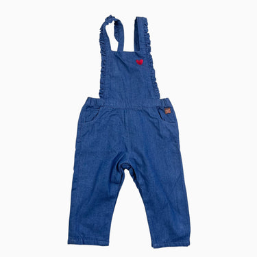 Salopette en coton chambray 'coeur' 12M
