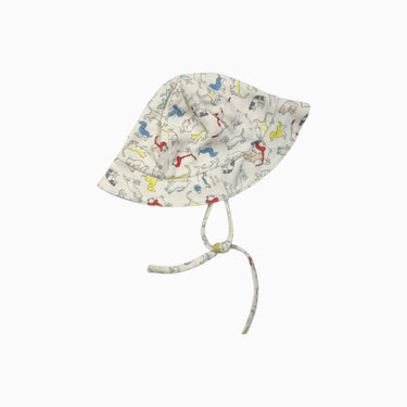 Chapeau soleil blanc 'chiens' en coton 3-6M