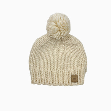 Tuque vanille en tricot avec pompon 45-47CM
