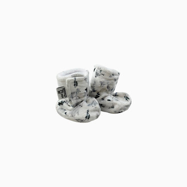 Pantoufles blanches 'hiboux' en polar à velcro 0-3M