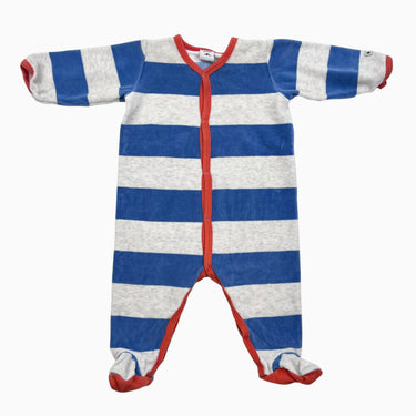 Pyjama à rayures grises et bleues en velours 6M