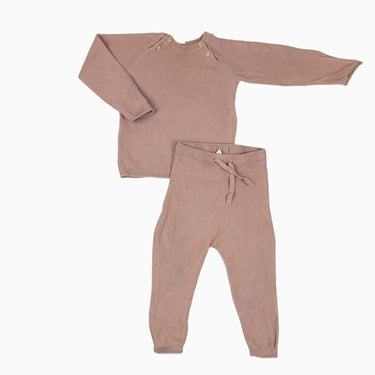 Ensemble rose en tricot de coton bio 9-12M