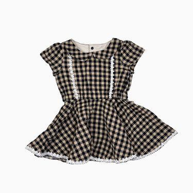 Robe à col claudine à vichy noir fait au Quebec 18M