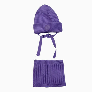 Cache-cou et tuque mauve en tricot 48-50CM