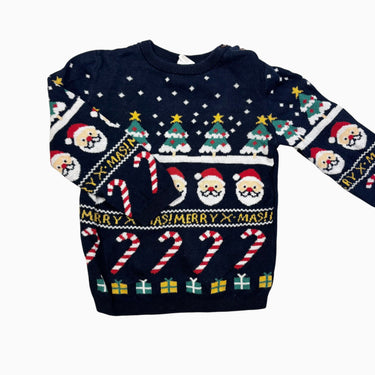 Pull marine 'Sapins de Noel' 12-18M