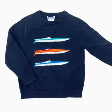 Pull marine en tricot de coton à motif bateau 4Y
