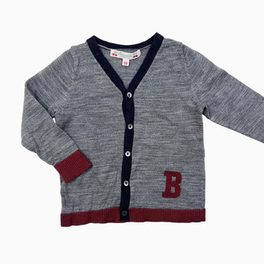 Cardigan anthracite en fin tricot de laine 18M (fit petit)
