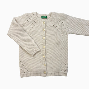 Cardigan vanillle en tricot de laine et acrylique 3-4Y