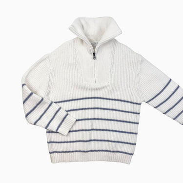 Pull demi-zip à rayures mauve en tricot 4-5Y