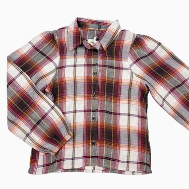 Chemise 'cropped' à carreaux rouges en coton et viscose 10Y