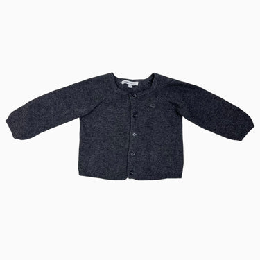 Cardigan gris charcoal en tricot de coton bio 56 (3M)