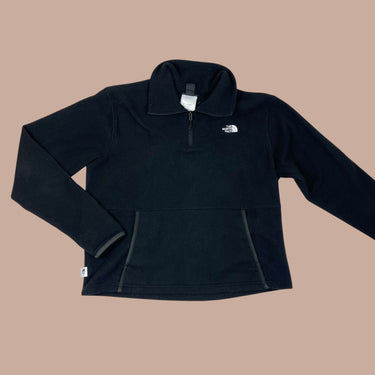 Pull demi-zip noir en polar pour femmes L