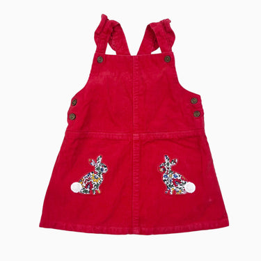 Robe rouge 'lapins' en corduroy 12M