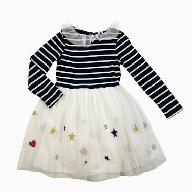 Robe à rayures avec volant en tulle 6Y