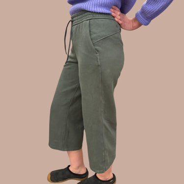Pantalon de jogging olive en coton et poly pour femmes 4US
