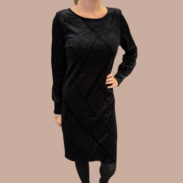 Robe noire en velours avec strass en poly pour femmes XS